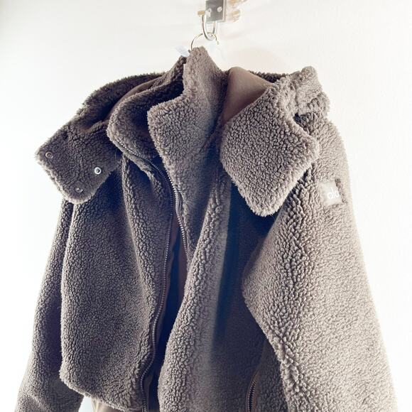 Alo Foxy Sherpa Fleece Fuzzy Jacket Coat Chocolate Brown XS - Picture 6 of 6